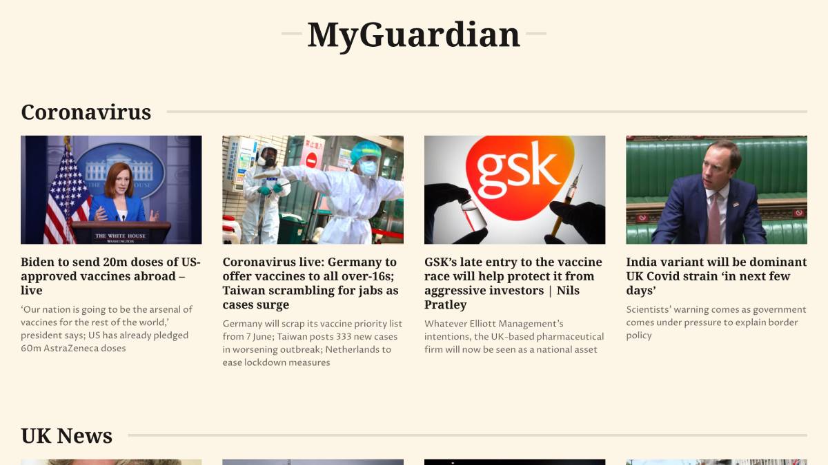 myGuardian home page